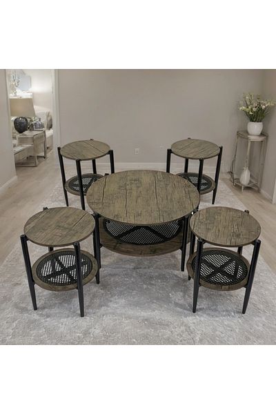 Ch 5-piece round wooden table set
