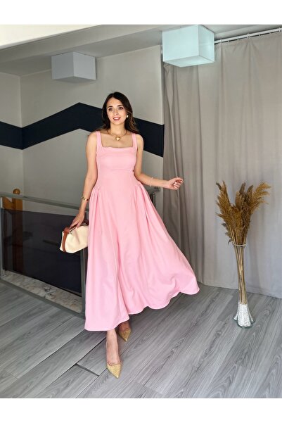 Starmount Butik Rochie de vară cu bretele, lungime maxi, cu detaliu încrețit ...