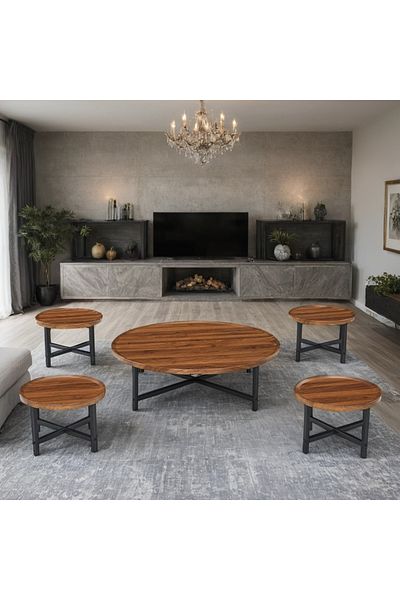 Ch 5-piece floor wood tea table set
