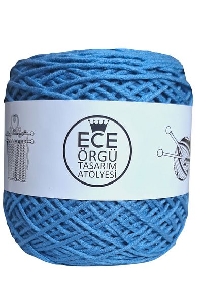 Ece Örgü Tasarım Atölyesi Πλεκτό σχοινί χειρός από μπαμπού μπλε, μπλε αεροπλάνου (400 γρ.)