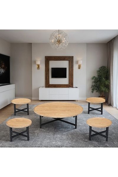 Ch 5-piece floor wood tea table set