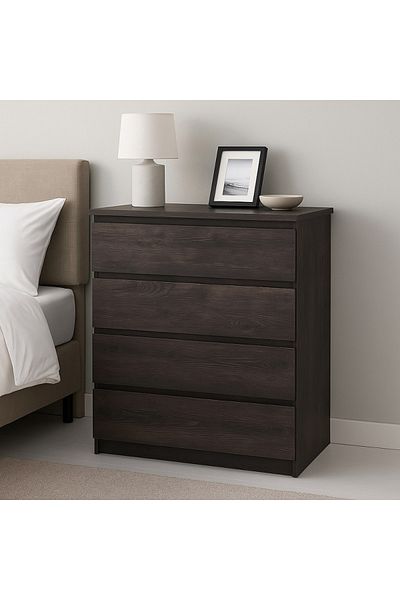 Kreslo Novo Chest of Drawers - 4 Drawers | Modern Design and Made in Malaysia - Width 80 cm x Depth 39.5 cm x Height 83 cm