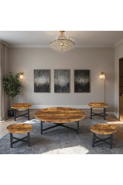Ch 5-piece floor wood tea table set
