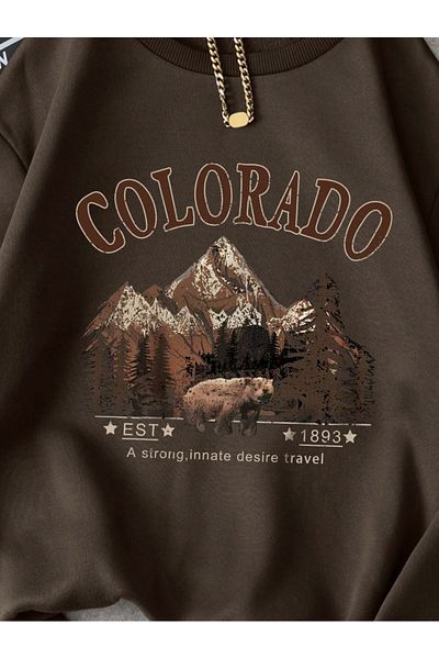 COHERENT Unisex Women/Men Colorado Custom Colorful Oversize Crew Neck Cotton Sweatshirt