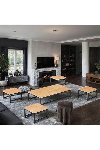 Ch 5-piece floor wood tea table set