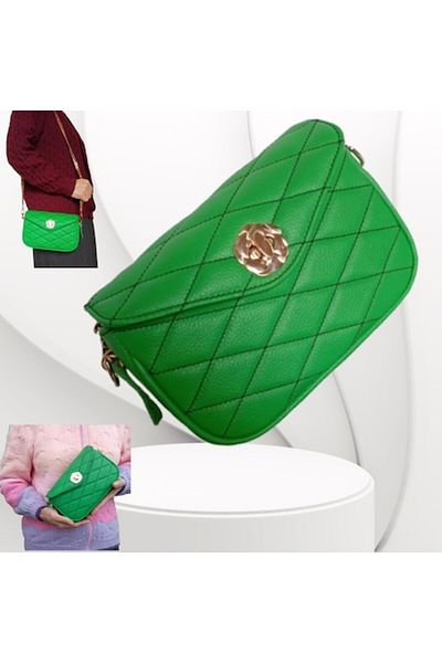 OEM Gentuta dama crossbody verde neon,piele naturala, mica si eleganta, handmade,190/60/120mm