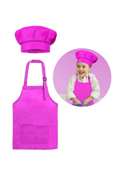 Omran Cart Apron for kids with Chef Hat Set, Ages 3–7, with Pockets, for Cooking & Crafting