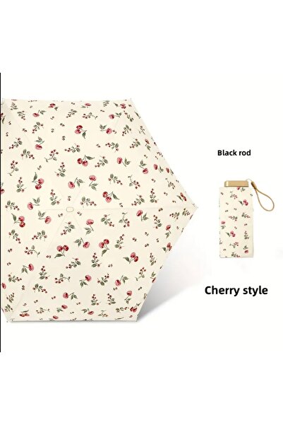 Lilly UV50+ Taşınabilir Şemsiye, Ultra Hafif Güneş UV Korumalı Şemsiye, Cherry