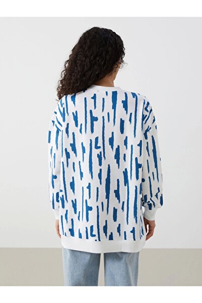 LC Waikiki Γυναικείο φούτερ LCW Modest Blue Crew με σχέδιο