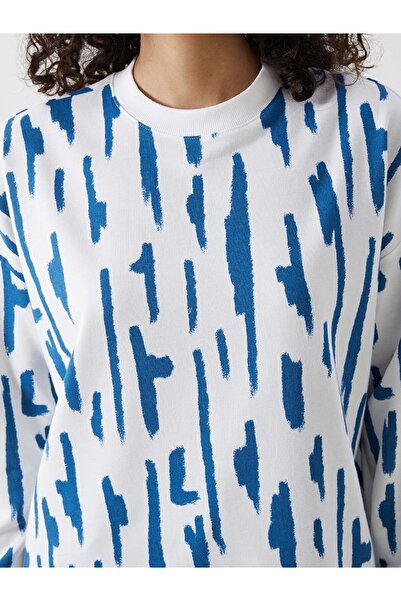 LC Waikiki Γυναικείο φούτερ LCW Modest Blue Crew με σχέδιο