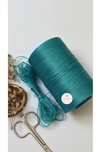 Düğüm Hobi Atölyesi 1 mm Mavi Turkuaz Mumlu İp 1 Metre Bileklik Halhal Kolye ...