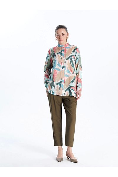LC Waikiki Lcwaikiki Classic Beige Judge Collar Patterned Women's Shirt Tunic