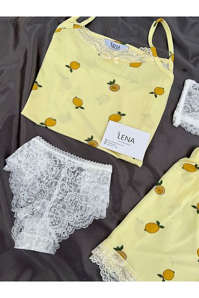 Lena Homewears Women's Lemon Patterned Underwear Shorts Pajama Set