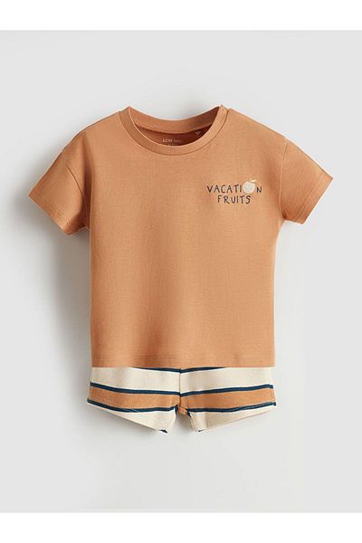 LC Waikiki Lcw Baby Printed Baby Boy T-Shirt and Shorts 2-Pack