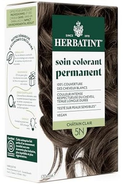 Herbatint Permanent Hair Colour Treatment 5N Light Brown - 170 ml | Ammonia-Free, 100% White Hair Co