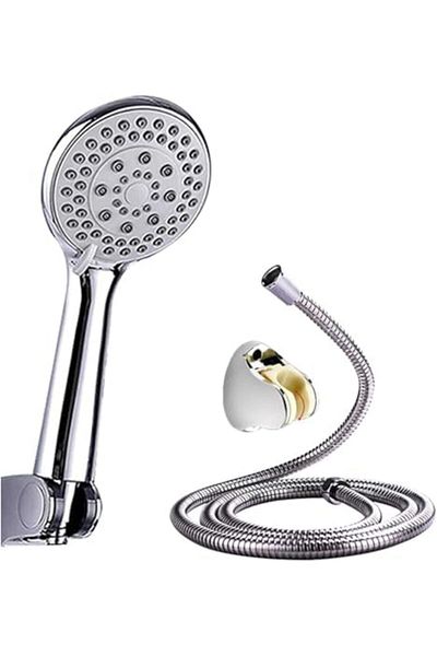 fitto Three-Piece Detachable Adjustable Shower Head Set with Extendable Hose and Holder, 3 Modes, Hi