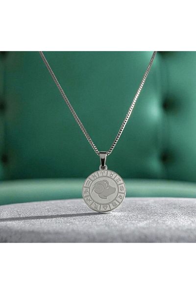 AKSESUARIM Women's Steel Zodiac Sign Necklace