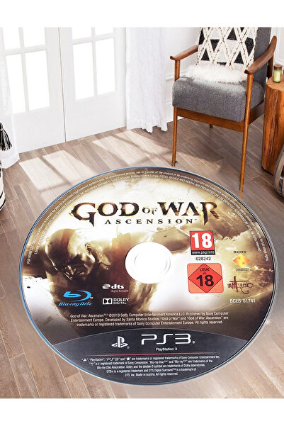 Emiroğlu God of War Ascension PS3 CD Tasarımlı Halı – Kaymaz Taban, Özel Süngerli Yüzey, Makinede Yıkanabilir