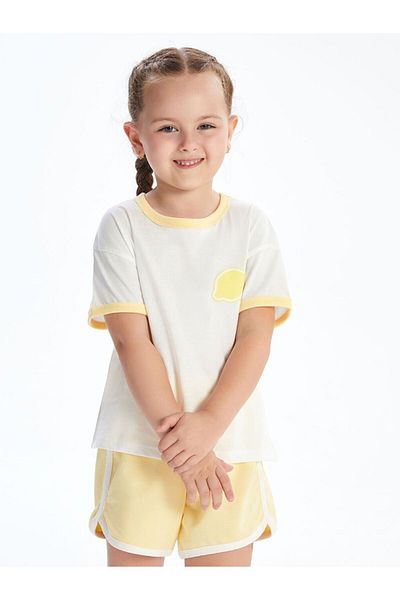 LC Waikiki Lcw Kids Lemon Printed Girl's T-Shirt and Shorts 2-Pack