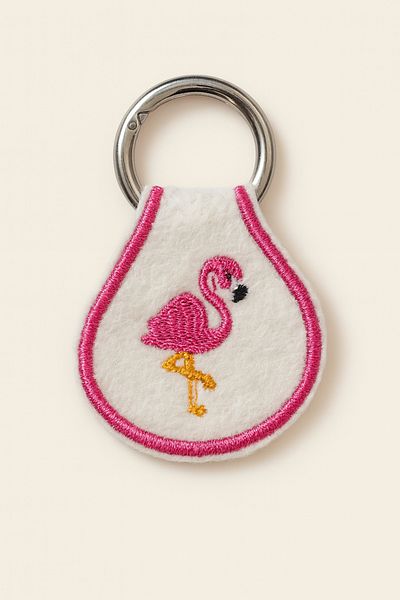 AYDK Flamingo Embroidered Multi-Purpose Keychain Charm |   Bag Jeans Trousers Shoes AirPods Compatible
