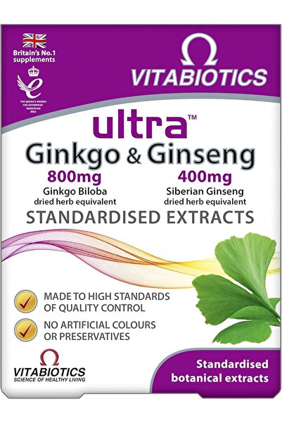 Vitabiotics Ultra Ginkgo and Ginseng Tablets - 60 Tablets