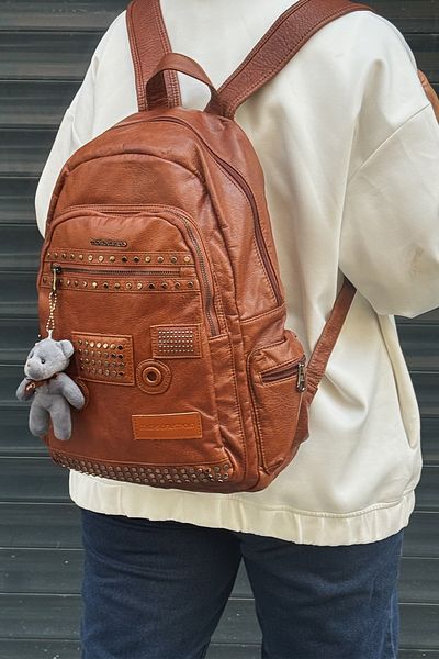 Just Polo Washing Leather Multi-Compartment Backpack