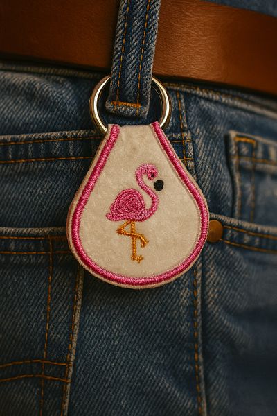 AYDK Flamingo Embroidered Multi-Purpose Keychain Charm |   Bag Jeans Trousers Shoes AirPods Compatible
