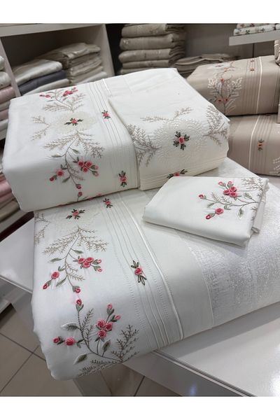 incisecrethome Handcrafted Pique and Duvet Cover Set Consists of 7 Pieces