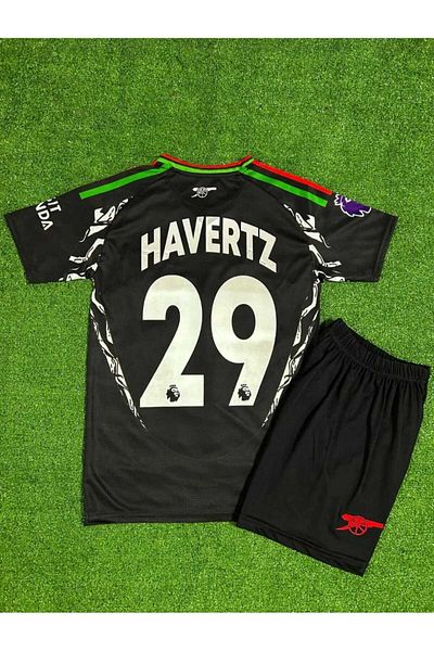 After Party Arsenal 2024/25 New Season Kai Havertz Away Kids Jersey Set of 2 (Black) Vs Singlet Ag