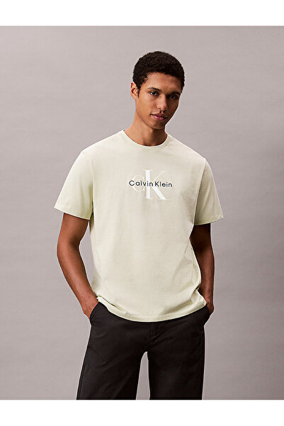 Calvin Klein Erkek Normal Kesim Yuvarlak Yakalı CK Logo Baskılı Pamuklu Kısa ...