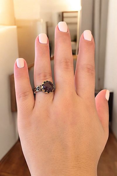 NBS Beautiful Naturel Stones Copper Pure Ring Adjustable Crown Agate Stone Design Quality (Evil Eye) (Special Day, Gift)