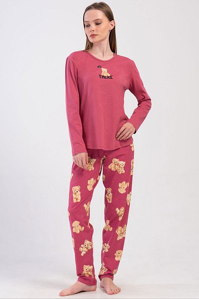 VİENETTA Women's Cotton Long Sleeve Pajama Set, 408468