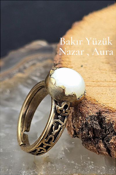 NBS Beautiful Naturel Stones Copper Pure Ring Adjustable Crown Selenite Stone Design Quality (Evil Eye) (Special Day, Gift)
