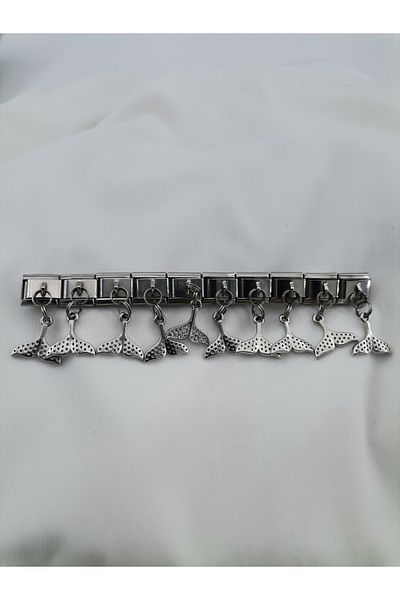 Hobimos 1 Piece Italian Steel Bracelet Charm with Dangle - Italian Steel Bracelet Charm