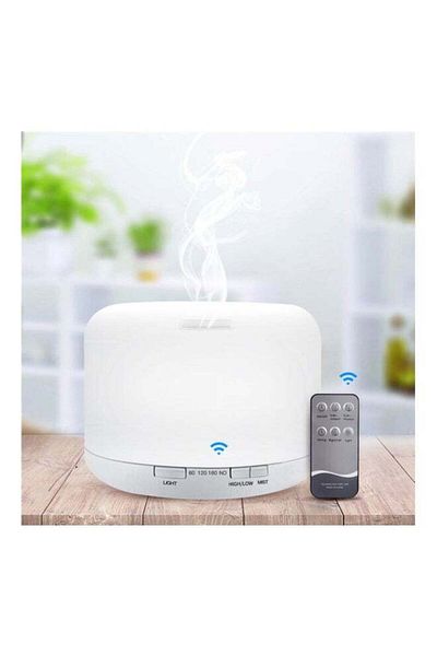 COOYA Ultrasonic Oil Diffuser Air Humidifier 500ML Remote Control Colorful Light Model (White)
