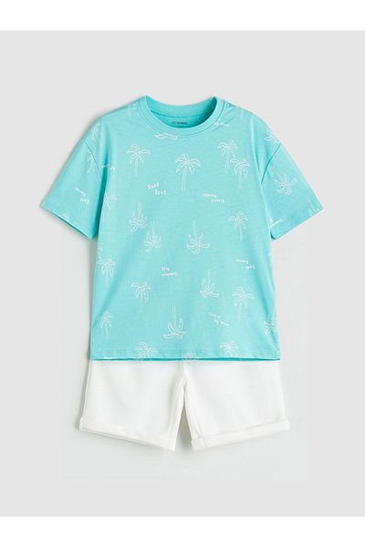 LC Waikiki Lcw Kids Printed Boys T-Shirts and Shorts 2-Piece