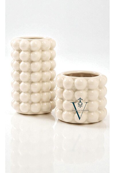 v Vanilla Concept Χειροποίητο Σετ Βάζας από Μπετόν Bubble 2 τεμαχίων - Μοντέρνο Διακοσμητικό Βάζο Bubble | v Κοντέψιο Βανίλιας
