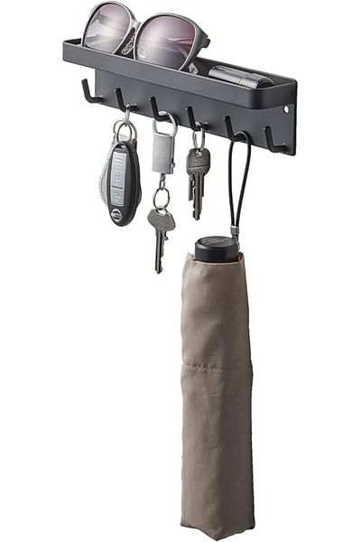 COOYA Magnetic Key Holder-Strong Hook for Wall/Door,No Drill Hanging Shelf,Black