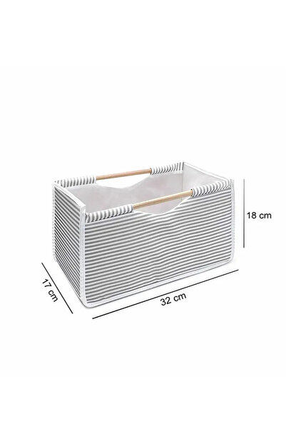 Tex Republic (3 Pcs) Wooden Handle Fabric Box Organizer/Organizer 32X17X18Cm