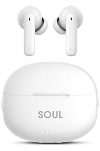 X.Cell سماعات أذن Xcell Soul17 TWS، إلغاء الضوضاء ENC، وقت تشغيل 6+20 ساعة، تحكم باللمس، لون أبيض فاتح