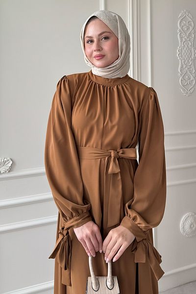 InStyle Φόρεμα Camel με λουράκι με μανίκια
