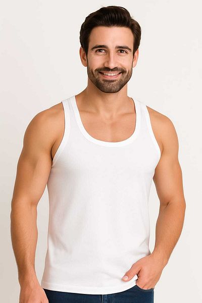 Humaone 100% Cotton Men's White 4 Pack Combed Cotton Undershirt