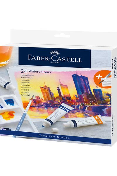 OEM Faber Castell Watercolour Tempera Paint Set, 24‑Color Palette, 9 ml Tubes, Blendable, Water‑Soluble