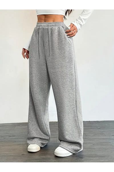 CANDERO Pantaloni de sport pentru femei, gri, largi, supradimensionați, de calitate, cu croiala largi, flexibili, confortabili, din țesătură YUS