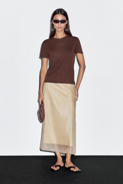 Massimo Dutti Dökümlü kısa kollu t-shirt