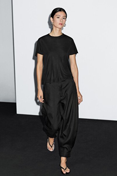 Massimo Dutti Dökümlü kısa kollu t-shirt