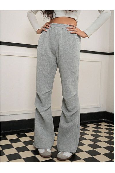 CANDERO Pantaloni de sport pentru femei, gri, largi, supradimensionați, de calitate, cu croiala largi, flexibili, confortabili, din țesătură YUS