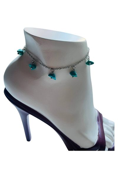GALATA GIFT Natural Stone Anklet/Bracelet, 20-22cm Extension Chain with 5 Natural Stones Accessories-Card