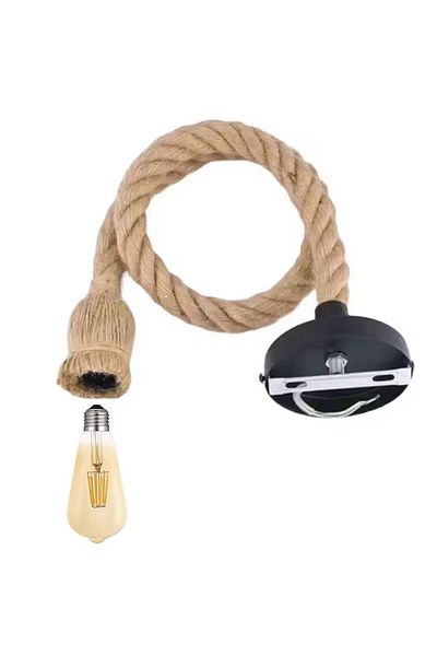 Aptel Rope chandelier, steel/jute, 90 cm