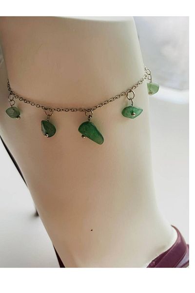 GALATA GIFT Natural Stone Anklet/Bracelet, 20-22cm Extension Chain with 5 Natural Stones Accessories-Card